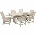 Polywood Vineyard 7-Piece Sand Dining Set with Nautical Trestle Table 2 Arm Chairs and 4 Side Chairs 633PWS3431SA